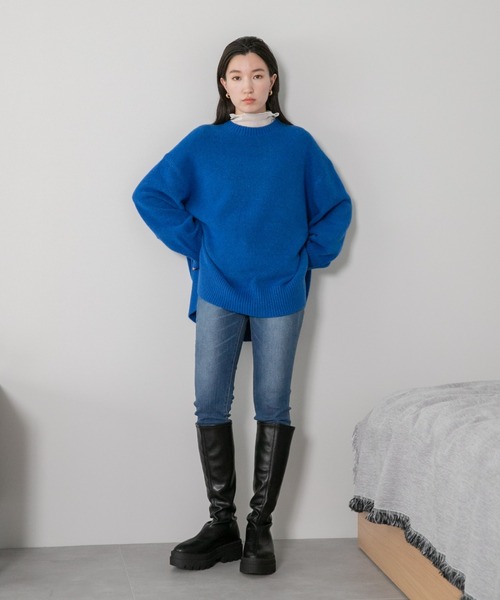 LOWRYS FARM（ローリーズファーム）の「カラーチュニックニット　294853（ニット/セーター・レディース・グレー/グリーン/ブルー/ピンク・FREE）」の19枚目の写真