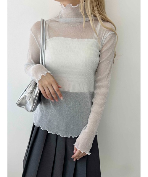 PHILLY（フィリー）の「ラメシアートップス（Tシャツ/カットソー・レディース・ホワイト/ブラック・FREE）」の15枚目の写真