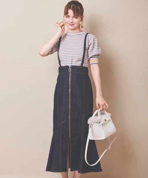 31 Sons de mode（トランテアン　ソン　ドゥ　モード）の「サス付きアシメ切替マーメイドスカート（デニムスカート・レディース・インディゴブルー/ブルー/モカ・38/36）」の3枚目の写真