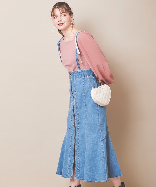 31 Sons de mode（トランテアン　ソン　ドゥ　モード）の「サス付きアシメ切替マーメイドスカート（デニムスカート・レディース・インディゴブルー/ブルー/モカ・38/36）」の18枚目の写真