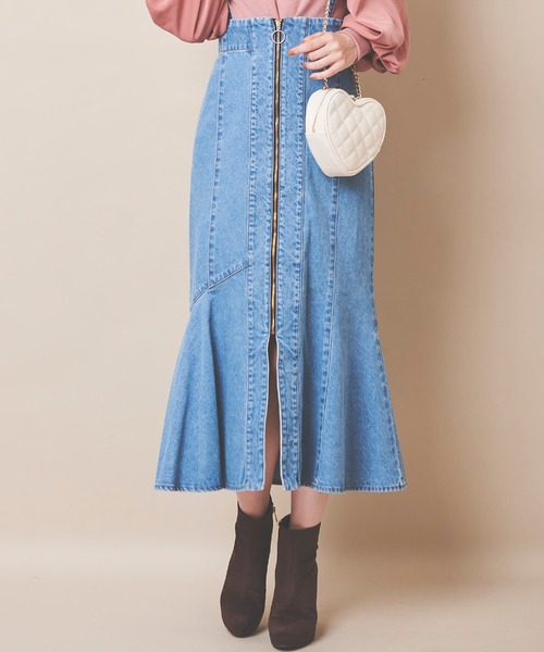 31 Sons de mode（トランテアン　ソン　ドゥ　モード）の「サス付きアシメ切替マーメイドスカート（デニムスカート・レディース・インディゴブルー/ブルー/モカ・38/36）」の14枚目の写真