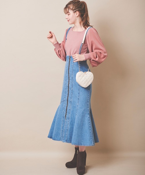 31 Sons de mode（トランテアン　ソン　ドゥ　モード）の「サス付きアシメ切替マーメイドスカート（デニムスカート・レディース・インディゴブルー/ブルー/モカ・38/36）」の22枚目の写真