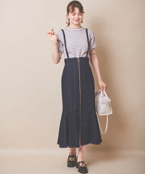 31 Sons de mode（トランテアン　ソン　ドゥ　モード）の「サス付きアシメ切替マーメイドスカート（デニムスカート・レディース・インディゴブルー/ブルー/モカ・38/36）」の11枚目の写真