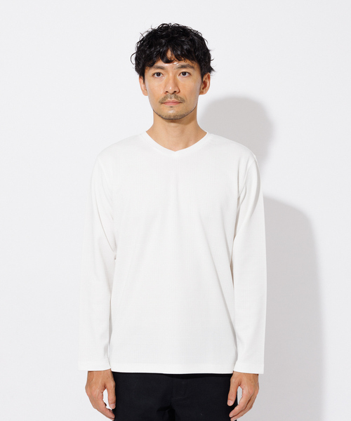 ABAHOUSE GRAY(アバハウスグレイ)の「リンクス ジャガード Vネック 長袖Tシャツ(Tシャツ/カットソー・メンズ・グレイッシュベージュ/グリーン/ホワイト/ブラック・48/46)」の7枚目の写真