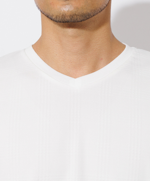 ABAHOUSE GRAY(アバハウスグレイ)の「リンクス ジャガード Vネック 長袖Tシャツ(Tシャツ/カットソー・メンズ・グレイッシュベージュ/グリーン/ホワイト/ブラック・48/46)」の9枚目の写真