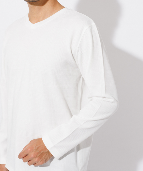 ABAHOUSE GRAY(アバハウスグレイ)の「リンクス ジャガード Vネック 長袖Tシャツ(Tシャツ/カットソー・メンズ・グレイッシュベージュ/グリーン/ホワイト/ブラック・48/46)」の13枚目の写真