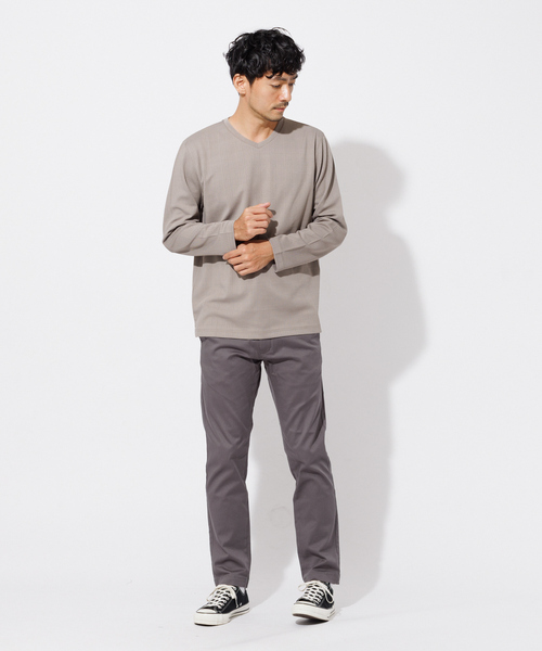 ABAHOUSE GRAY(アバハウスグレイ)の「リンクス ジャガード Vネック 長袖Tシャツ(Tシャツ/カットソー・メンズ・グレイッシュベージュ/グリーン/ホワイト/ブラック・48/46)」の16枚目の写真