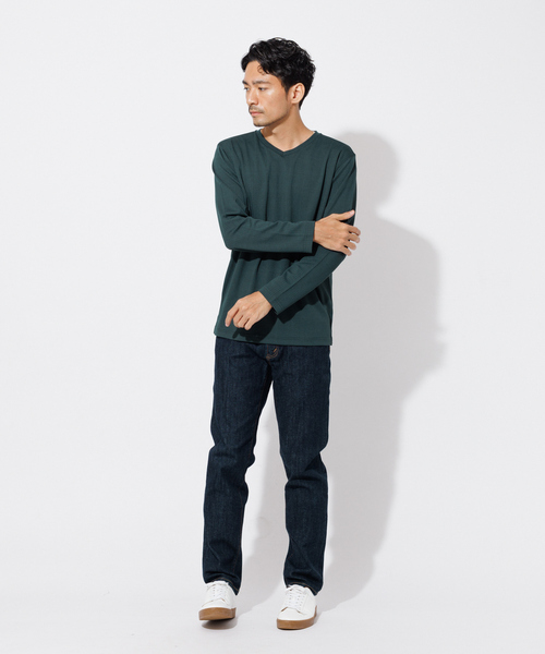 ABAHOUSE GRAY(アバハウスグレイ)の「リンクス ジャガード Vネック 長袖Tシャツ(Tシャツ/カットソー・メンズ・グレイッシュベージュ/グリーン/ホワイト/ブラック・48/46)」の19枚目の写真