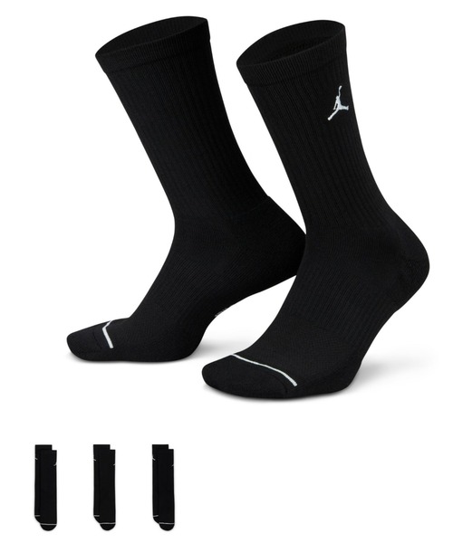 JORDAN BRAND(ジョーダンブランド)の「JORDAN BRAND U J ED CUSH POLY CREW 3PR 144 / ジョーダン ブランド ジョーダン ED CUSH POLY クルー ソックス 3PR 144 / NIKE 【SP】(ソックス/靴下・メンズ・ホワイト/ブラック/マルチ・25-27/23-25/27-29)」の1枚目の写真