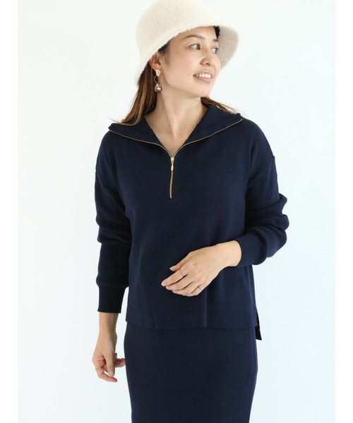 Te chichi TERRASSE（テチチテラス）の「ハーフジッププルオーバー（ニット/セーター・レディース・ネイビー/グレー/カーキ・ﾌﾘ-）」の3枚目の写真