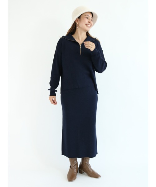 Te chichi TERRASSE（テチチテラス）の「ハーフジッププルオーバー（ニット/セーター・レディース・ネイビー/グレー/カーキ・ﾌﾘ-）」の6枚目の写真