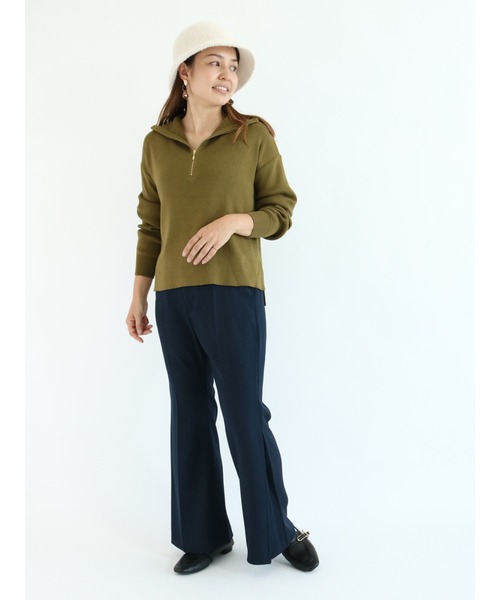 Te chichi TERRASSE（テチチテラス）の「ハーフジッププルオーバー（ニット/セーター・レディース・ネイビー/グレー/カーキ・ﾌﾘ-）」の5枚目の写真
