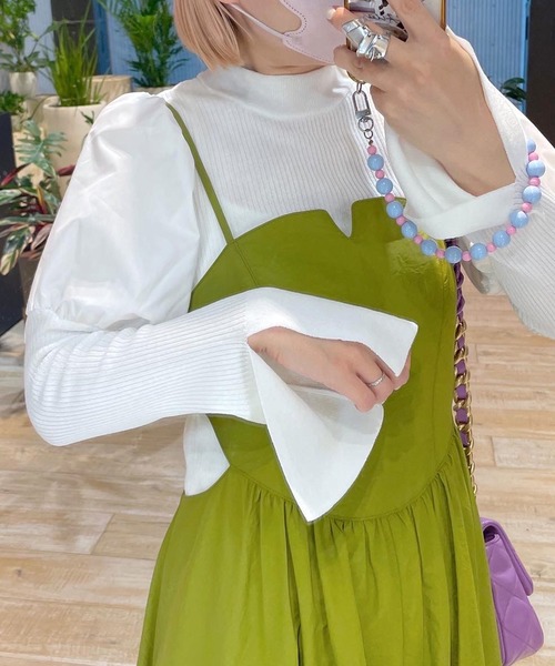 Alley by w closet（アリーバイダブルクローゼット）の「【Alley】パフスリーブニット（ニット/セーター・レディース・ブラック/オフホワイト/ブルー・FREE）」の2枚目の写真