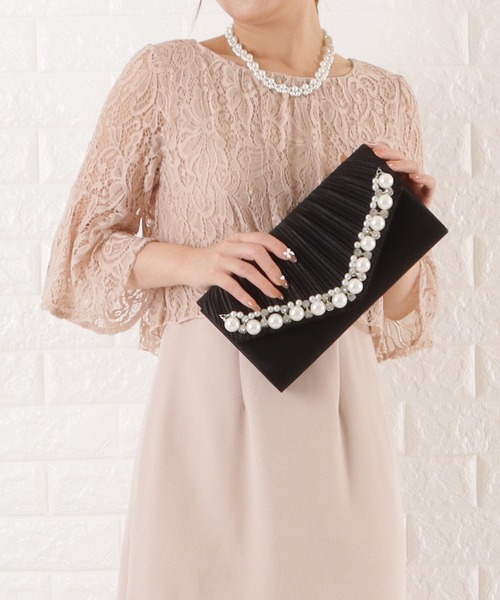 Lace Ladies（レースレディース）の「ビジュー装飾 2wayクラッチバッグ（クラッチバッグ・レディース・ブラック/ピンク/シルバー/ベージュ・FREE）」の7枚目の写真