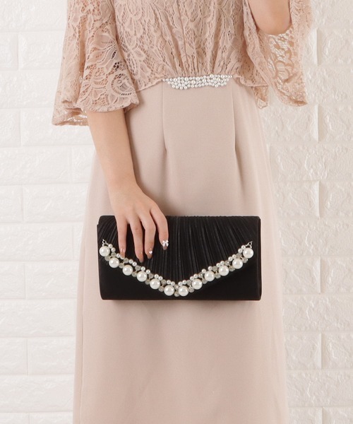 Lace Ladies（レースレディース）の「ビジュー装飾 2wayクラッチバッグ（クラッチバッグ・レディース・ブラック/ピンク/シルバー/ベージュ・FREE）」の5枚目の写真