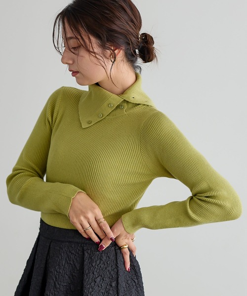 ボタン開きリブタートルネックニット（ニット/セーター）｜KOBE