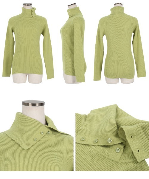 ボタン開きリブタートルネックニット（ニット/セーター）｜KOBE