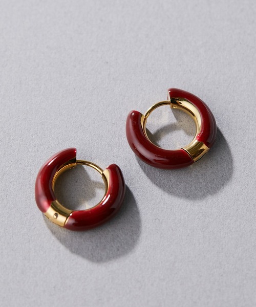 ear PAPILLONNER（イアパピヨネ）の「金属アレルギー対応 ステンレスエポカラーフープピアス（ピアス（両耳用）・レディース・ダークグリーン/ボルドー・FREE）」の4枚目の写真