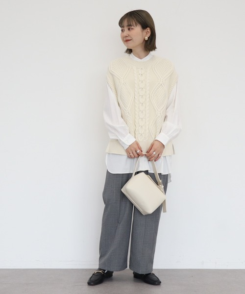 AMERICAN HOLIC(アメリカンホリック)の「【SET】 ケーブルニットベスト+シャツチュニック(ニット/セーター・レディース・チェック/オフホワイト・M/L)」の15枚目の写真