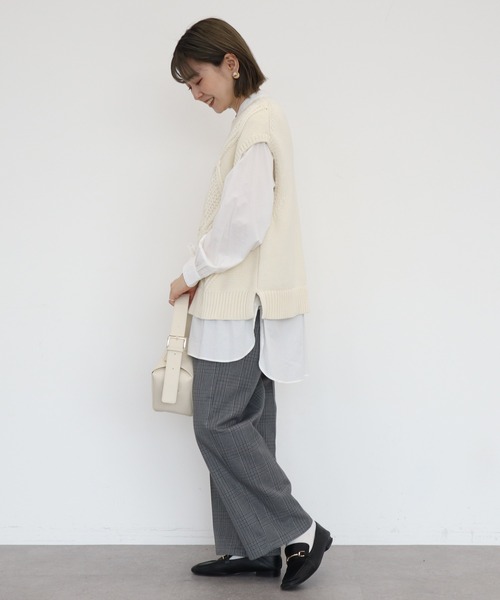 AMERICAN HOLIC(アメリカンホリック)の「【SET】 ケーブルニットベスト+シャツチュニック(ニット/セーター・レディース・チェック/オフホワイト・M/L)」の16枚目の写真
