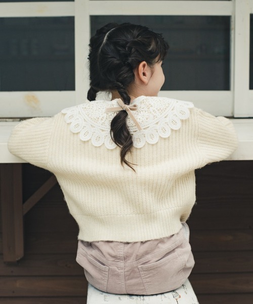 BRANSHES(ブランシェス)の「レース編み付け襟(付け襟・キッズ・オフホワイト・L/M)」の6枚目の写真