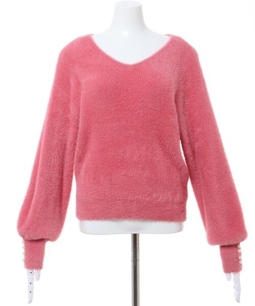 INGNI（イング）の「Vネックフェザーヤーンニット（ニット/セーター・レディース・ブルーグレー/オフホワイト/ピンク/ベージュ・M）」の5枚目の写真