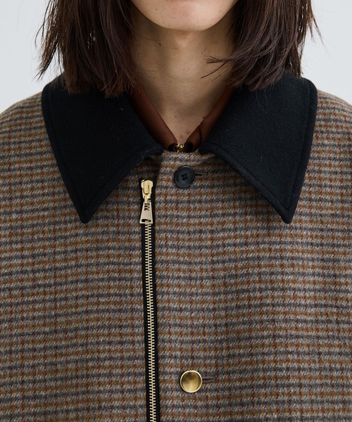 CULLNI（クルニ）の「STUDIOUS別注 ZIP CHECK COAT（ステンカラーコート・メンズ・ブラウン・1/2）」の6枚目の写真