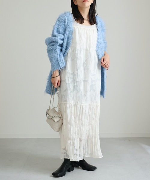 ap retro（アプレトロ）の「シアークリンクルキャミワンピース（ワンピース・レディース・ブラック/アイボリー/グレイッシュベージュ・FREE）」の16枚目の写真