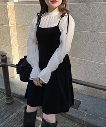 OLIVE des OLIVE | 【WEB限定カラー有】ブラウス×ミニキャミワンピースセット(ワンピース)