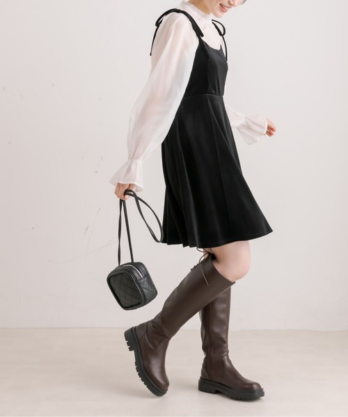 OLIVE des OLIVE(オリーブデオリーブ)の「【WEB限定カラー有】ブラウス×ミニキャミワンピースセット(ワンピース・レディース・ブラック/ピンク/スミクロ・FREE)」の6枚目の写真