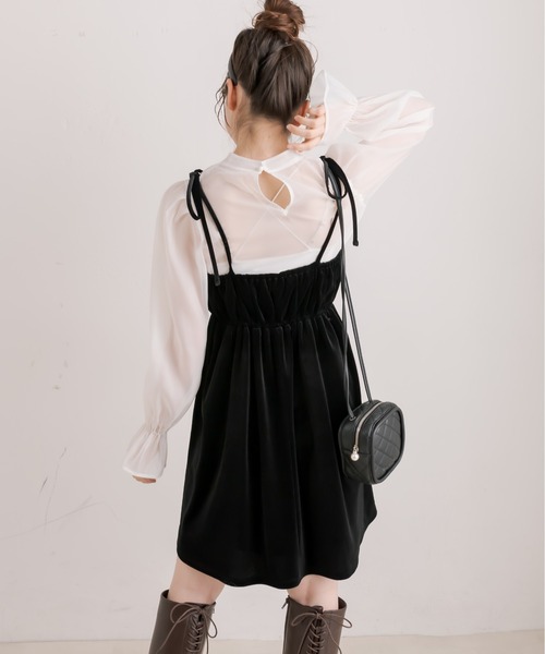 OLIVE des OLIVE(オリーブデオリーブ)の「【WEB限定カラー有】ブラウス×ミニキャミワンピースセット(ワンピース・レディース・ブラック/ピンク/スミクロ・FREE)」の10枚目の写真