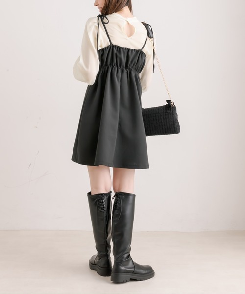 OLIVE des OLIVE(オリーブデオリーブ)の「【WEB限定カラー有】ブラウス×ミニキャミワンピースセット(ワンピース・レディース・ブラック/ピンク/スミクロ・FREE)」の17枚目の写真