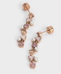 ビーズド&クリスタルエンベリッシュド ドロップピアス