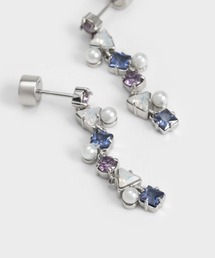 ビーズド&クリスタルエンベリッシュド ドロップピアス