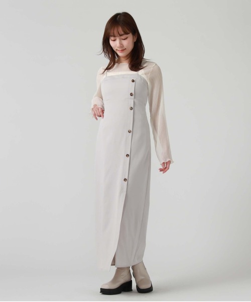 archives（アルシーヴ）の「ラップ風Ｉラインキャミワンピース（ワンピース・レディース・アイボリー/ブラック/グレー・MEDIUM）」の3枚目の写真