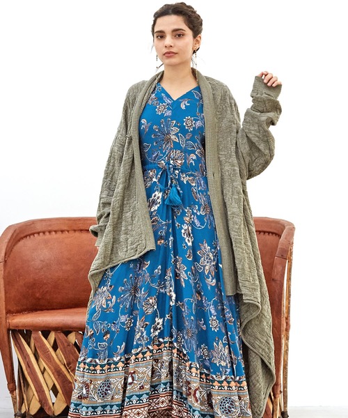 チャイハネ（チャイハネ）の「【チャイハネ】ペイズリー柄MEN'Sジャガードニットカーディガン（カーディガン/ボレロ・メンズ・ブラック/イエロー/ベージュ/ネイビー/ターコイズブルー/オレンジ/カーキ/グレー・FREE）」の4枚目の写真