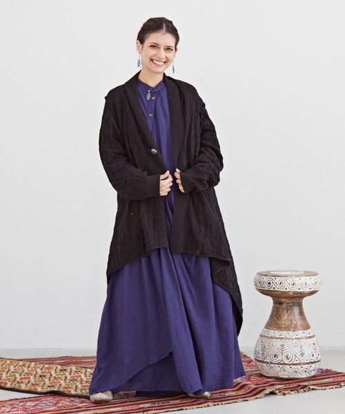 チャイハネ（チャイハネ）の「【チャイハネ】ペイズリー柄MEN'Sジャガードニットカーディガン（カーディガン/ボレロ・メンズ・ブラック/イエロー/ベージュ/ネイビー/ターコイズブルー/オレンジ/カーキ/グレー・FREE）」の11枚目の写真