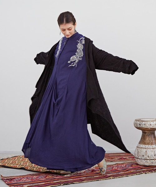 チャイハネ（チャイハネ）の「【チャイハネ】ペイズリー柄MEN'Sジャガードニットカーディガン（カーディガン/ボレロ・メンズ・ブラック/イエロー/ベージュ/ネイビー/ターコイズブルー/オレンジ/カーキ/グレー・FREE）」の12枚目の写真