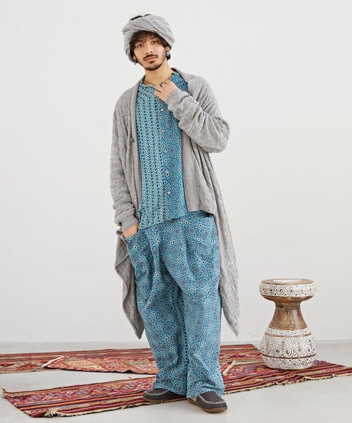 チャイハネ（チャイハネ）の「【チャイハネ】ペイズリー柄MEN'Sジャガードニットカーディガン（カーディガン/ボレロ・メンズ・ブラック/イエロー/ベージュ/ネイビー/ターコイズブルー/オレンジ/カーキ/グレー・FREE）」の13枚目の写真