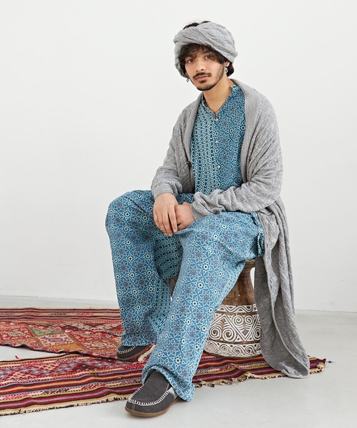 チャイハネ（チャイハネ）の「【チャイハネ】ペイズリー柄MEN'Sジャガードニットカーディガン（カーディガン/ボレロ・メンズ・ブラック/イエロー/ベージュ/ネイビー/ターコイズブルー/オレンジ/カーキ/グレー・FREE）」の16枚目の写真