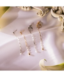 【Belle】デザインパールロングピアス(両耳用)/ 金属アレルギー対応 サージカルステンレス 316L(MA)
