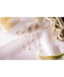 【Belle】デザインパールロングピアス(両耳用)/ 金属アレルギー対応 サージカルステンレス 316L(MA)