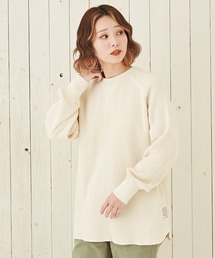 CUBE SUGAR（キューブシュガー）の「無地ワッフル変り袖プルオーバー長袖Tシャツ（Tシャツ/カットソー）」