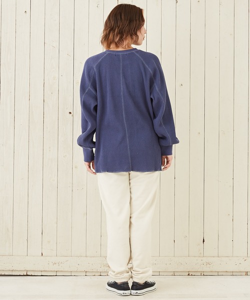 CUBE SUGAR(キューブシュガー)の「無地ワッフル変り袖プルオーバー長袖Tシャツ(Tシャツ/カットソー・レディース・レッド/カーキ/ブルー/ホワイト・M)」の7枚目の写真