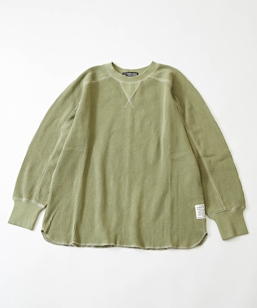 CUBE SUGAR(キューブシュガー)の「無地ワッフル変り袖プルオーバー長袖Tシャツ(Tシャツ/カットソー・レディース・レッド/カーキ/ブルー/ホワイト・M)」の8枚目の写真