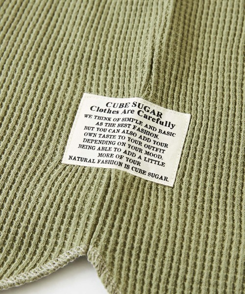 CUBE SUGAR(キューブシュガー)の「無地ワッフル変り袖プルオーバー長袖Tシャツ(Tシャツ/カットソー・レディース・レッド/カーキ/ブルー/ホワイト・M)」の13枚目の写真