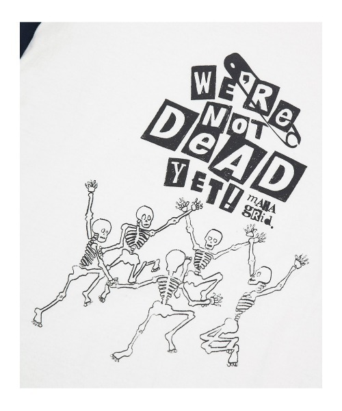 MAHAGRID(マハグリッド)の「『mahagrid/マハグリッド』HAPPY SKELETON LS TEE/ハッピースケルトン 長袖Tシャツ(Tシャツ/カットソー・レディース・チャコールグレー/ホワイト・S/M/L/XL)」の6枚目の写真