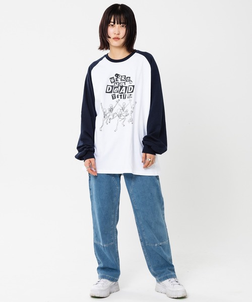 MAHAGRID(マハグリッド)の「『mahagrid/マハグリッド』HAPPY SKELETON LS TEE/ハッピースケルトン 長袖Tシャツ(Tシャツ/カットソー・レディース・チャコールグレー/ホワイト・S/M/L/XL)」の12枚目の写真