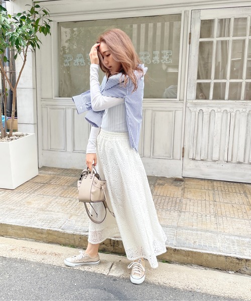 Meli rich(メリーリッチ)の「クロシェレーススカート(スカート・レディース・オフホワイト/ブラック・MEDIUM)」の3枚目の写真