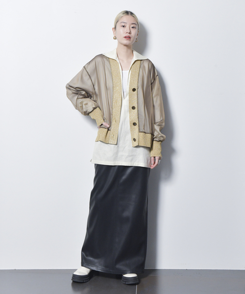 CITYSHOP（シティーショップ）の「RIB DOCKING カーディガン（カーディガン/ボレロ・レディース・ブラウン系その他/ブラック・FREE）」の7枚目の写真